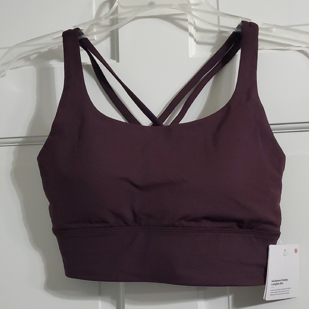 NWT Lululemon Energy Longline Bra Sz 4 Black Plum